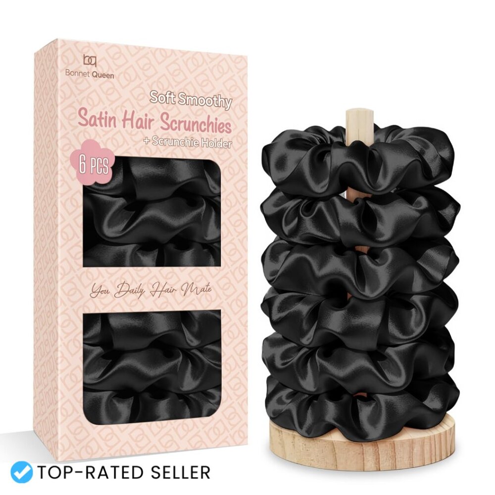 Satin Silk Hair Scrunchies No Crease Gentle Hold Sleeping Everyday Use 6 Pack